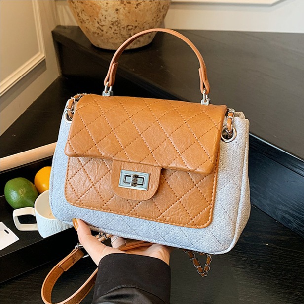 Cross-border fashion diamond-shaped handbag, versatile small square bag, 2025 new style stylish patchwork single-shoulder bag, trendy crossbody bag full figure