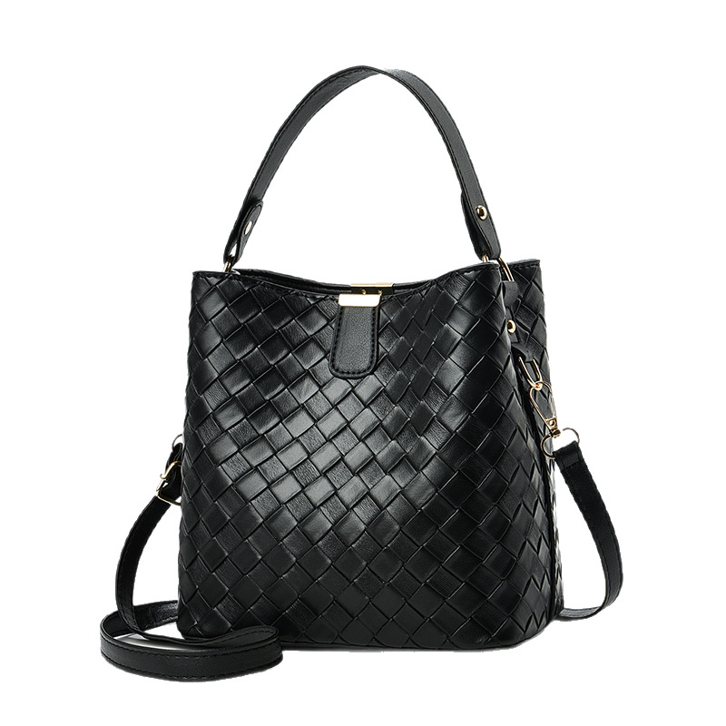 Cross-border foreign trade women's bag 2025 New large-capacity woven single-shoulder crossbody bag, niche hand-held bucket bag Item Picture