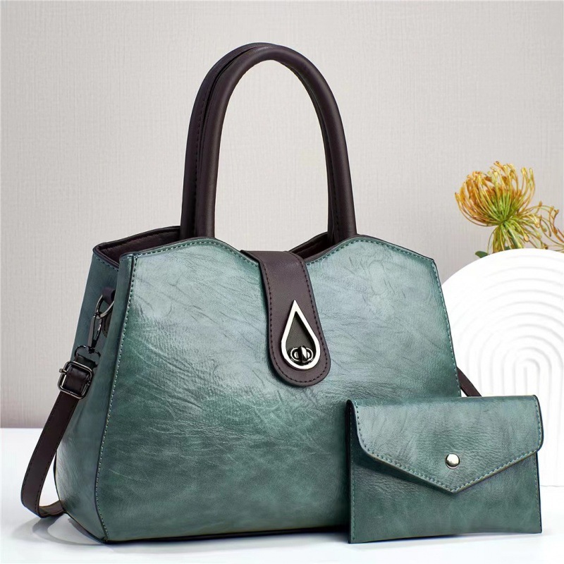 Two-piece retro bag set 2024 new style women's bag, European and American cross-border trend, texture bright leather texture single-shoulder crossbody handbag full figure