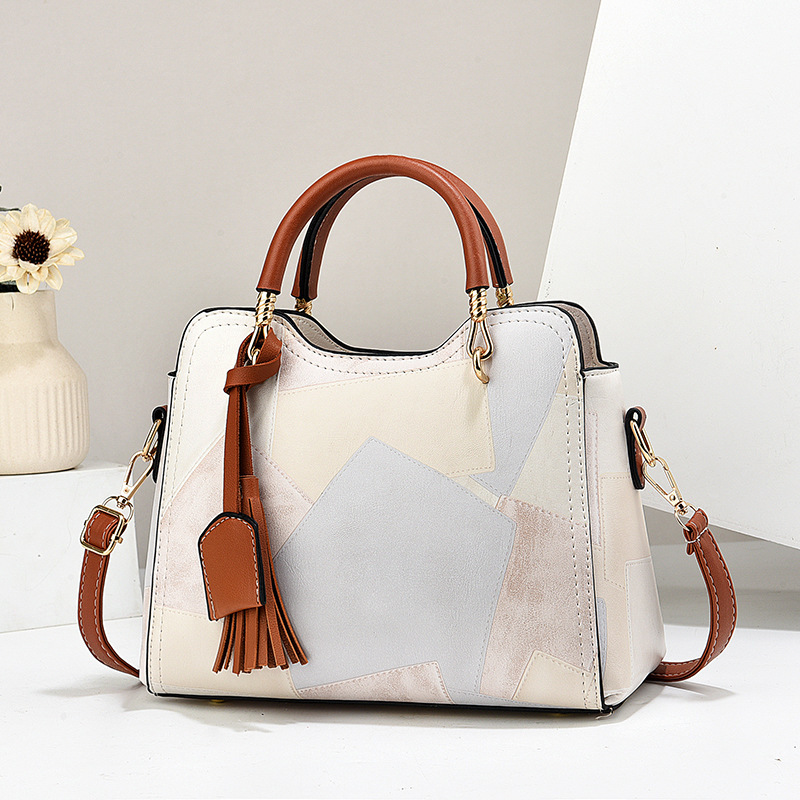 Middle-aged women's fashionable handbags 2024 new trendy patchwork women's bags and mom's bags factory wholesale details Picture