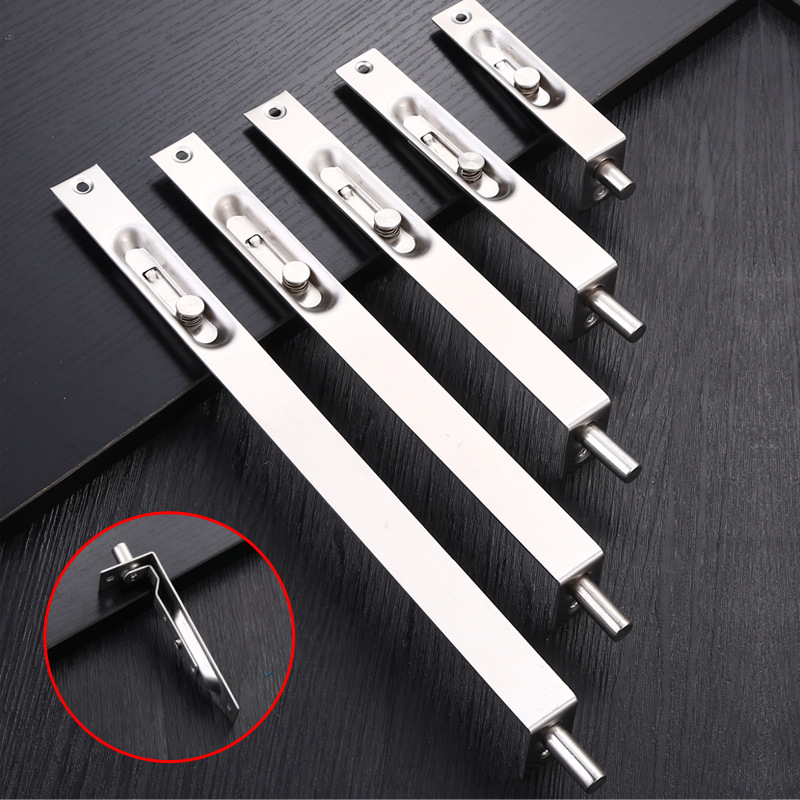 Thickened stainless steel anti-theft concealed latch for fireproof door, double door with mother and child, simple and invisible push-type latch for home use details Picture