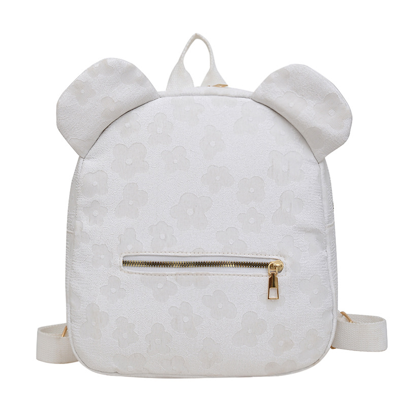 Trendy printed canvas women's bag, cute ear-shaped small backpack, 2024 new Korean-style single-shoulder bag, casual handbag Item Picture