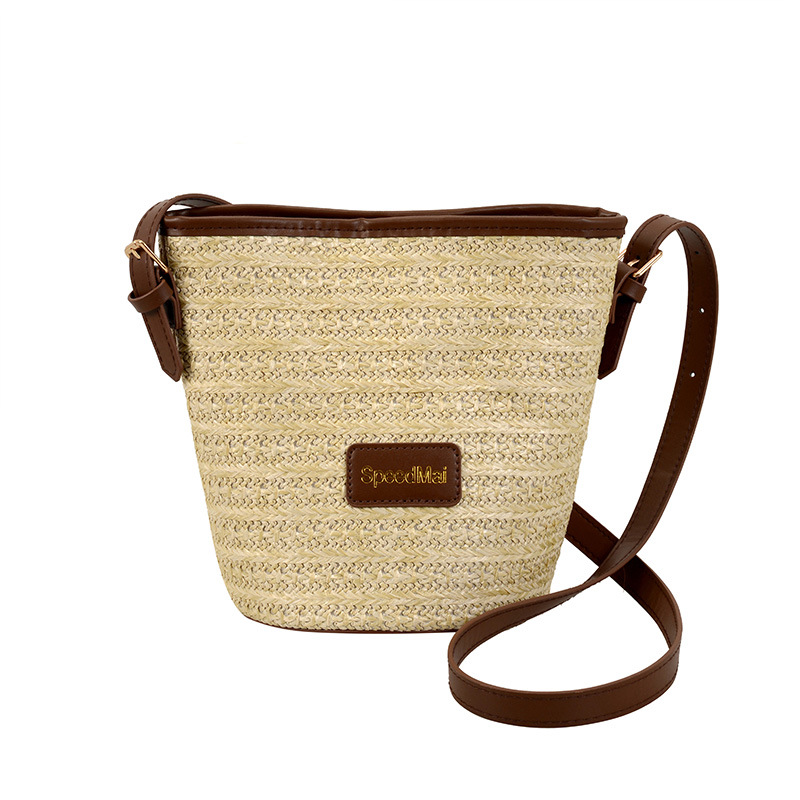 2025 New style fashionable single-shoulder bag, casual woven bag, girls' cute summer beach vacation bag, quality bucket bag Item Picture