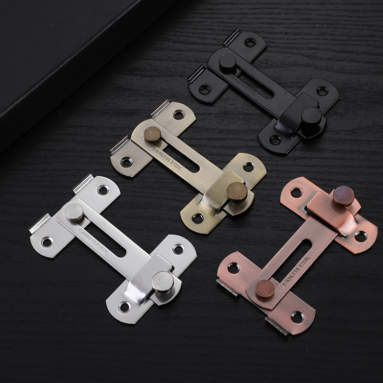 Stainless steel right-angle door latch, 90-degree corner anti-theft safety lock, large-sized pet cage door opening buckle details Picture
