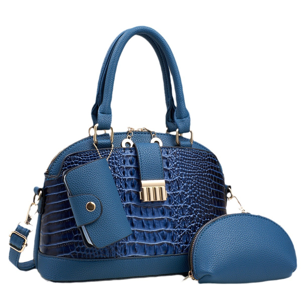 Embossed large-capacity crocodile pattern fashionable and versatile women's bag, simple and trendy single-shoulder hand-carry mother and child bag, shell bag Item Picture