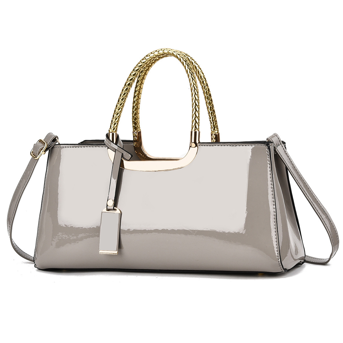 New high-appearure-level fashionable shiny leather handbag, large-capacity pillow bag, retro and fashionable, versatile shoulder bag, cross-border trend Specification drawing