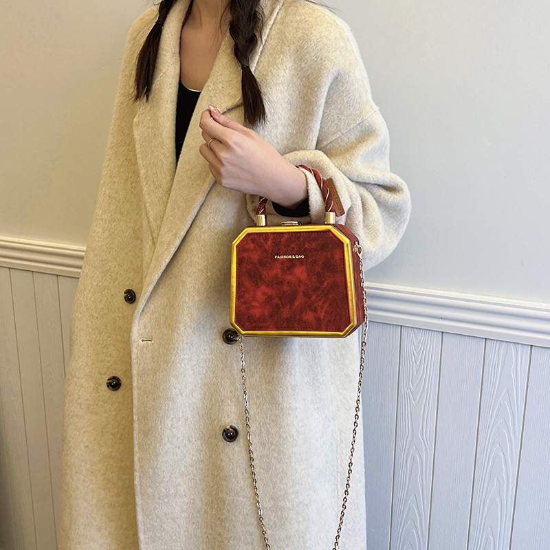 New high-quality chain single-shoulder crossbody bag for women, colorful and versatile box handbag Specification drawing