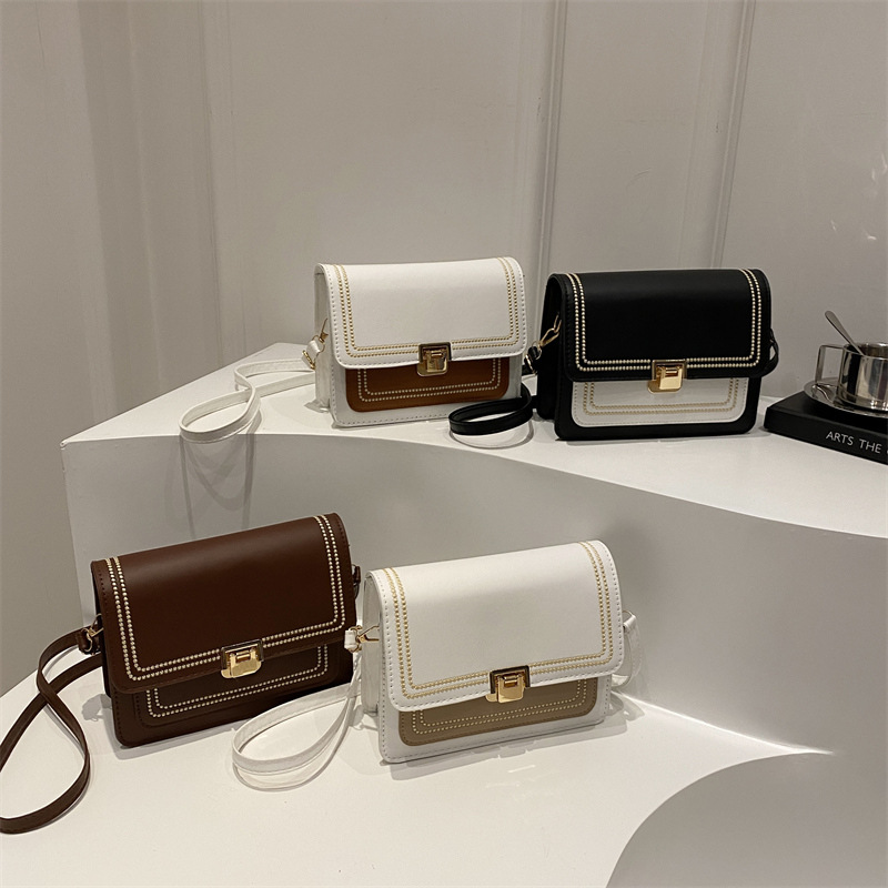 Cross-border retro small women's bag 2024 new style trendy and versatile single-shoulder crossbody bag with color-blocking and patchwork small square bag Application Scenario
