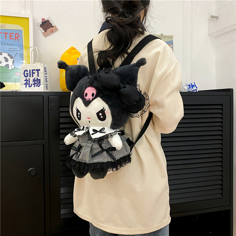 Cartoon Japanese-style ins cute dress doll backpack 2024 New style girl doll doll backpack style Specification drawing