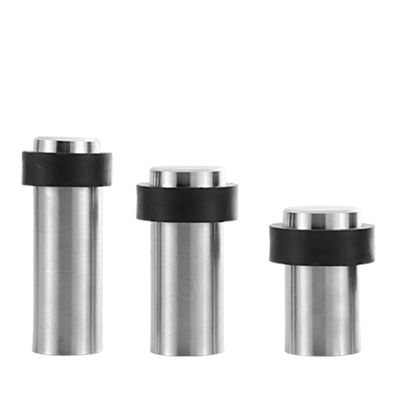 Stainless steel circular door stop without drilling, rubber anti-collision door stop, safe household cylindrical door, floor-mounted door stop Item Picture