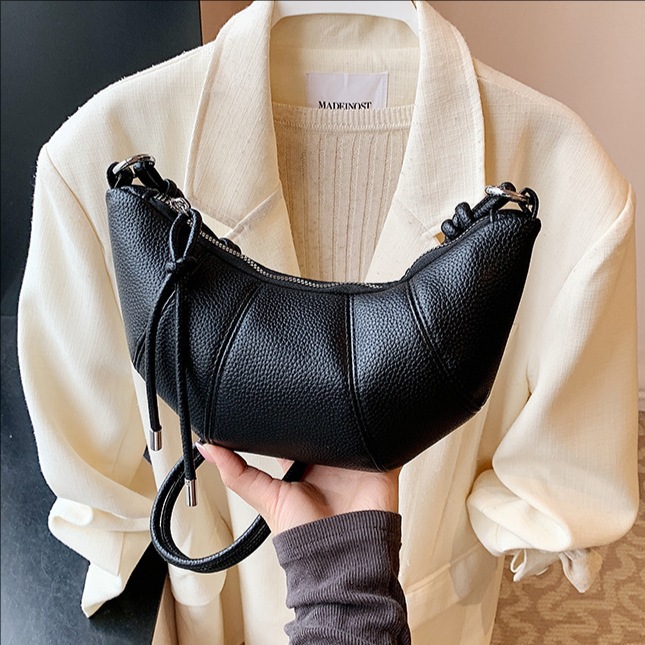 Cross-border fashion lychee-patterned dumpling bag for women 2025 Spring/Summer New Korean style trendy, simple and casual single-shoulder crossbody bag full figure