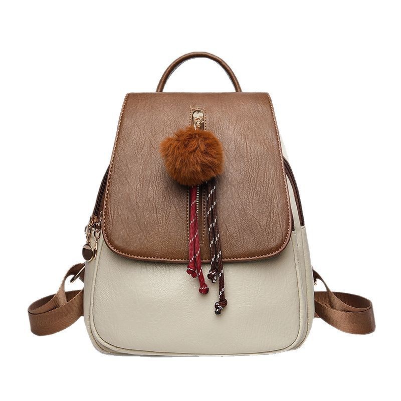 The new soft leather backpack for spring 2025 is versatile, large-capacity, fashionable and trendy, and is a student bag Item Picture