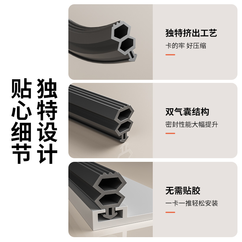 Winter TPE sealing strips for plastic-steel Windows, a wind-blocking wonder for door and window gaps, and special rubber strips for casement Windows and broken bridge aluminum Windows Specification drawing