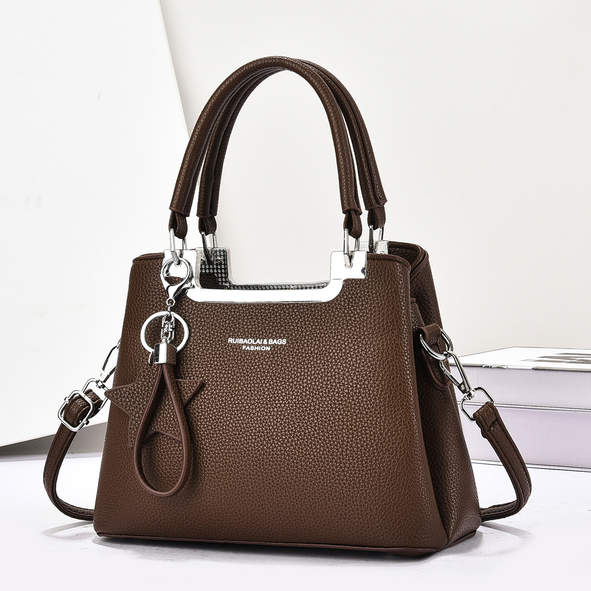 Cross-border foreign trade 2025 New Women's bag with lychee pattern crossbody single-shoulder large capacity for commuting single-shoulder hand-carry details Picture