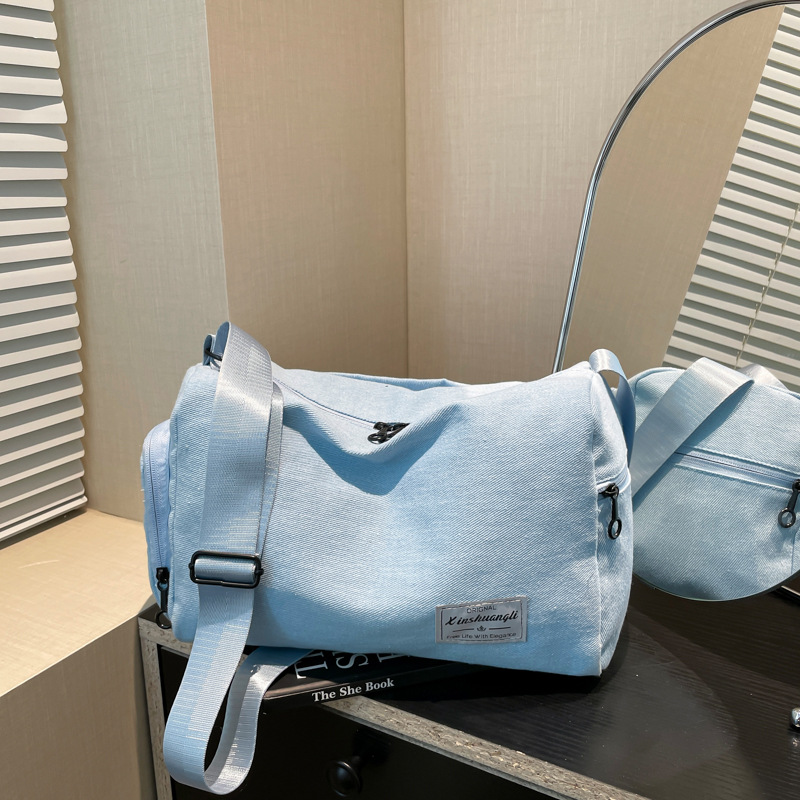 Canvas versatile and personalized pillow bag for students to class, fashionable large-capacity solid color crossbody bag for women's commuting to work full figure
