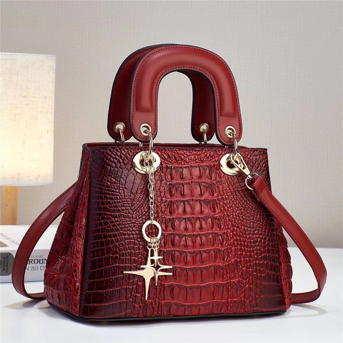 2024 New Mini Chanel-style crocodile pattern large-capacity, stylish, high-quality, single-shoulder crossbody, quality cross-border large bag Specification drawing