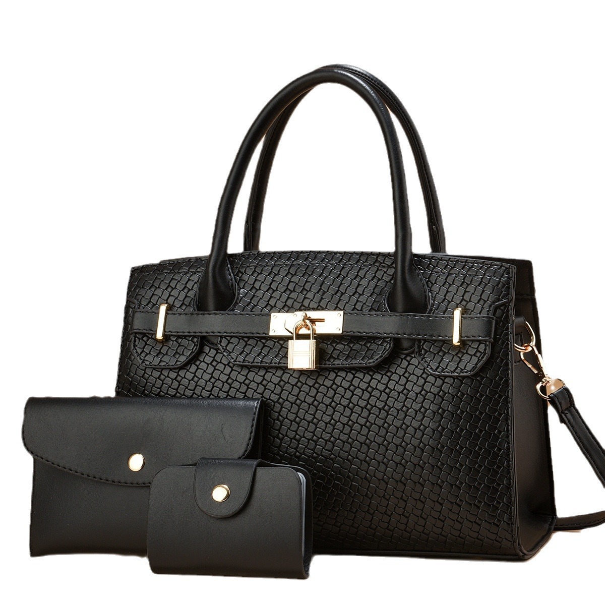 Three-piece set woven fabric mother and child bag factory direct sales New women's bag, fashionable and versatile casual single-shoulder crossbody bag Item Picture