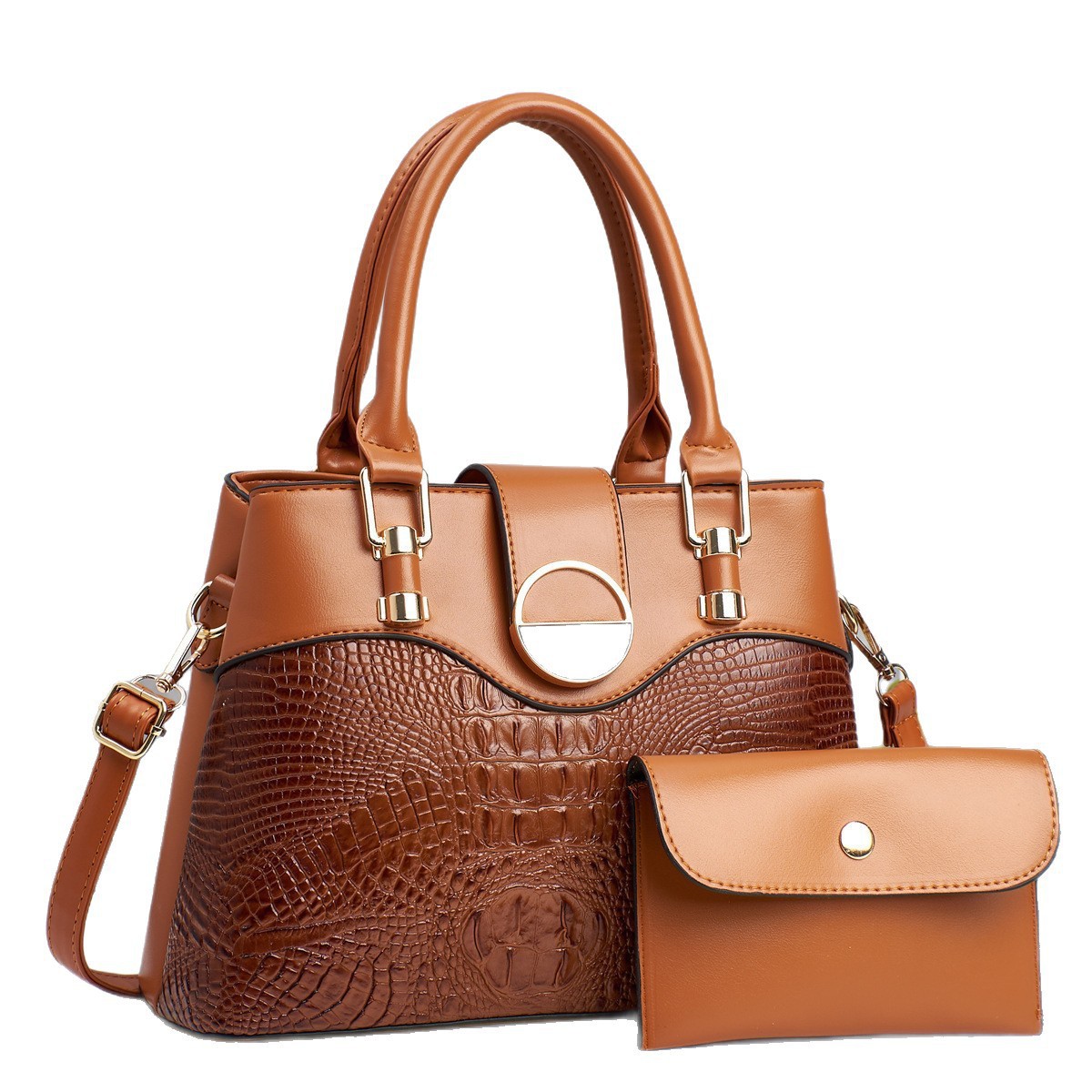 The new 2025 trendy and fashionable large-capacity hand-held crocodile pattern mother-and-child bag for cross-border single-shoulder crossbody women Item Picture