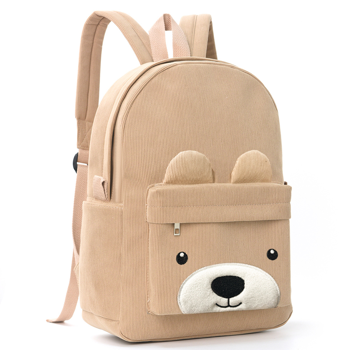Feihong Cross-border Corduroy Children's Backpack, Primary School students' Schoolbag, Fashionable and Casual Bear Backpack, Large capacity Backpack Specification drawing