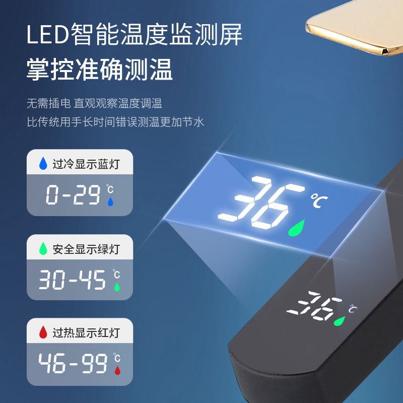 Bathroom washbasin, digital temperature-controlled faucet, double bathroom cabinet, black and white square tap water, cold and hot water faucet Application Scenario
