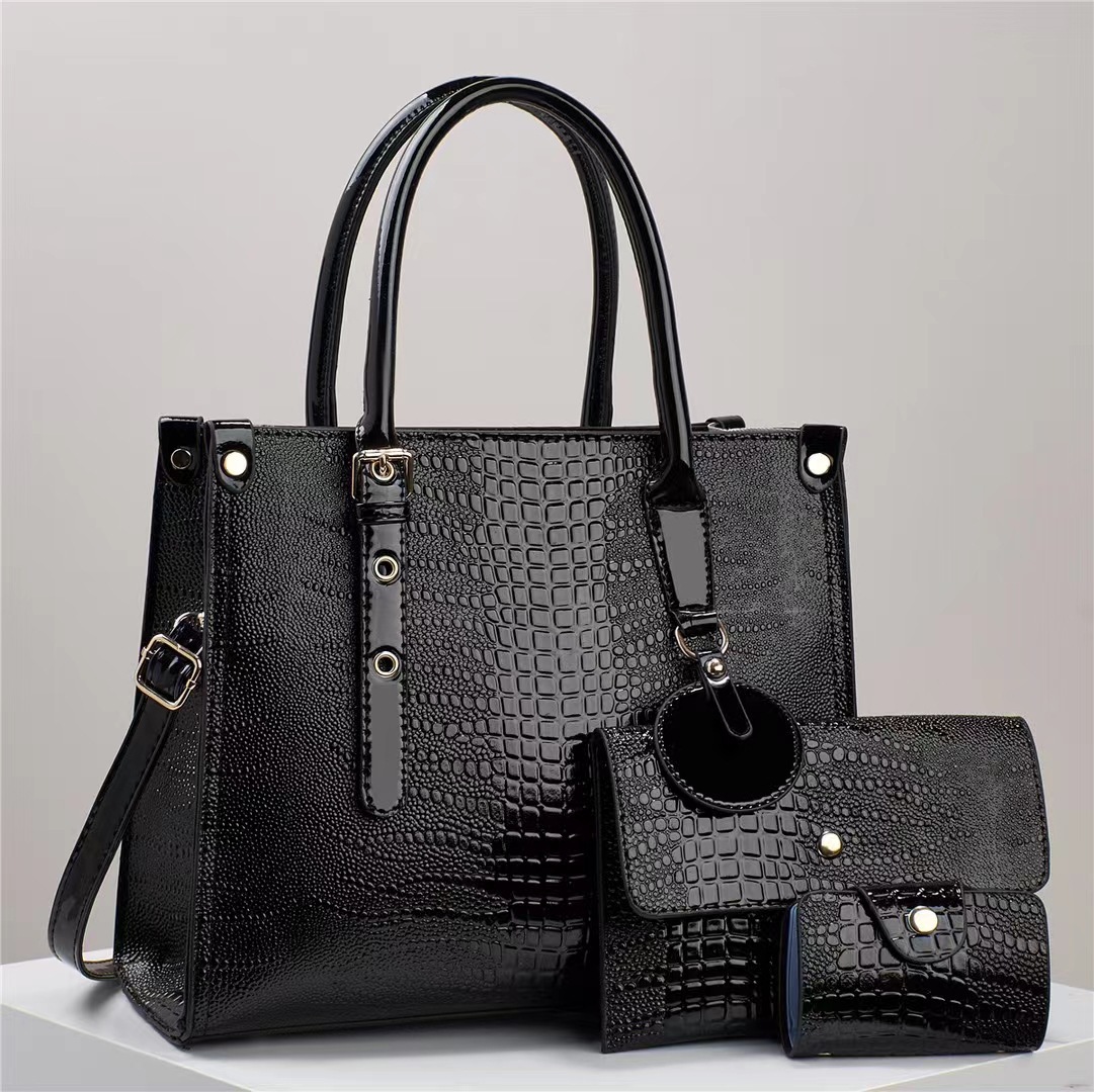2024 Tote bag Large bag High-end women's handbag, foreign trade women's bag large capacity pu crossbody women's bag three-piece set full figure