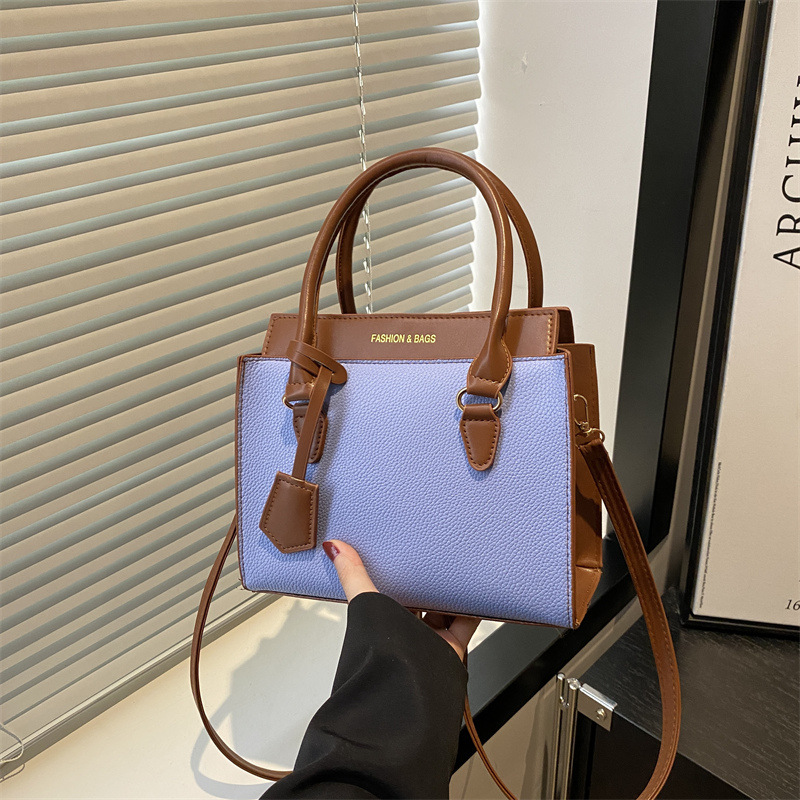 Cross-border Instagram niche trend single-shoulder crossbody bag for women 2025 summer fashion simple color-blocking patchwork handbag full figure