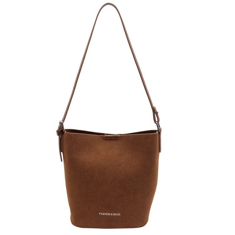 Korean retro bucket bag for women, 2024 new style simple and fashionable single-shoulder bag, high-end and versatile commuting crossbody bag Item Picture