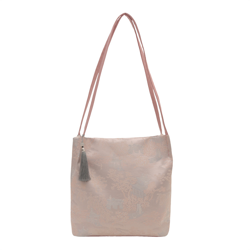 New Chinese-style large-capacity women's 2024 embroidered casual commuting tote bag, high-quality single-shoulder bag Item Picture