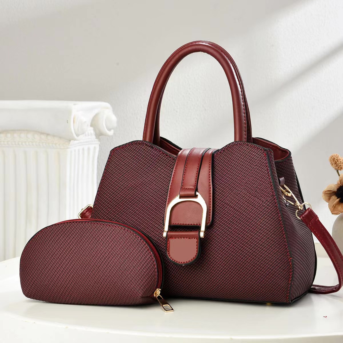 Two-piece set of mother and child bags 2025 new style elegant handbag, fashionable, simple and high-quality single-shoulder bag, cross-border bags details Picture