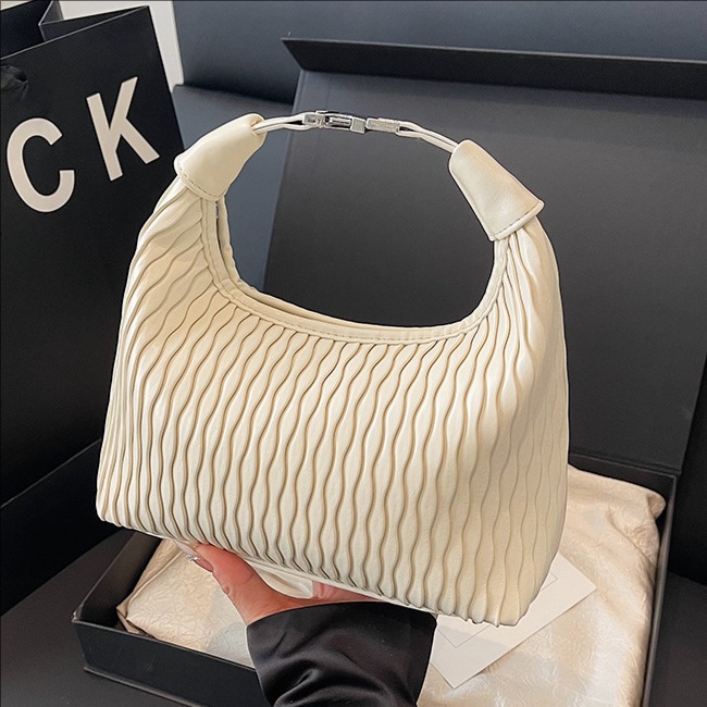 New Spring/Summer 2025 stylish hand-held bag, women's trendy texture casual single-shoulder bag, solid color elegant crossbody bag full figure