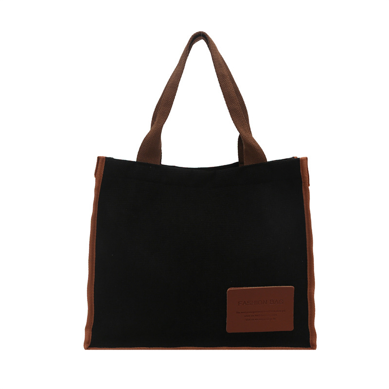 2025 New Korean-style fashionable large-capacity shopping bag tote bag, simple canvas women's bag, casual single-shoulder crossbody bag Item Picture