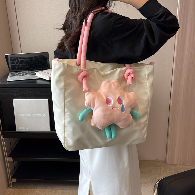 New star doll detachable large-capacity bag, women's single-shoulder crossbody bag, versatile student canvas bag, tote bag Application Scenario