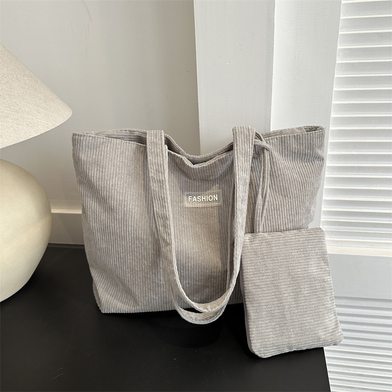 New women's bag, artistic striped handbag, large capacity for commuting, casual fabric bag, versatile single-shoulder tote bag full figure