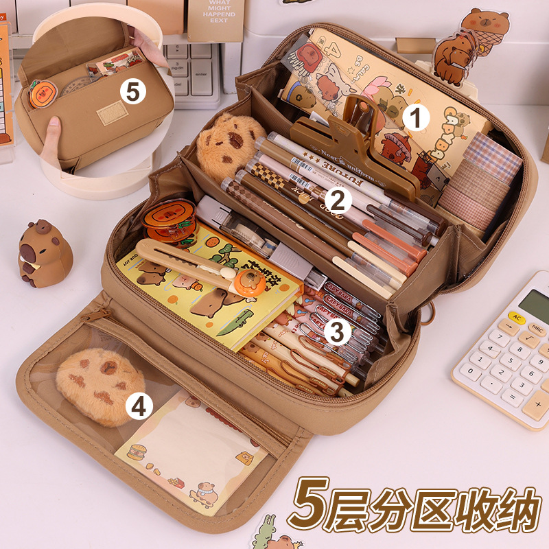 Cross-border volcano flip cover pencil case, large capacity, high appearance level, boys, girls, primary and secondary school students, children's stationery box, pencil case full figure