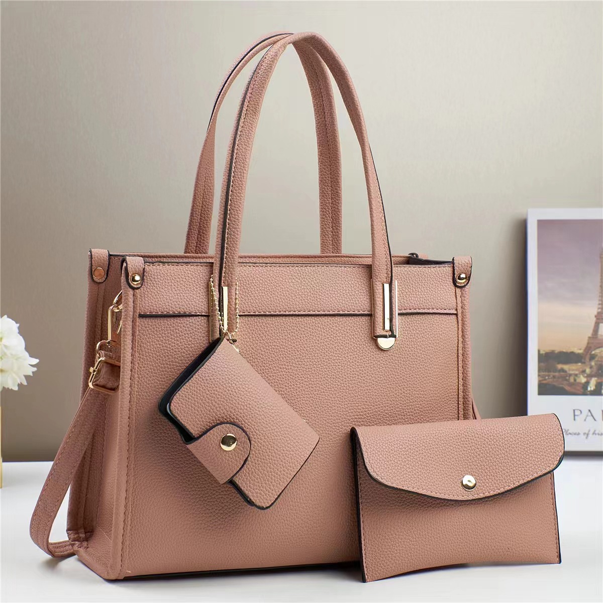 The new mother-and-child bag, a retro large-capacity bag, a cross-border fashion hand-held shoulder bag, a versatile and niche commuter tote bag Specification drawing