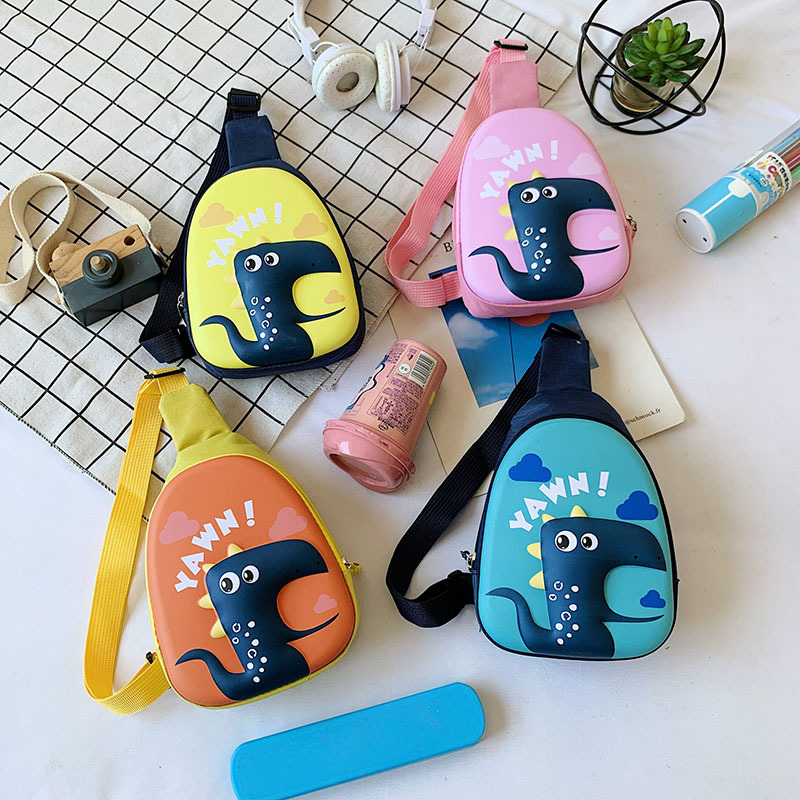 2023 New nylon dinosaur children's chest crossbody bag, cute and stylish, eggshell single-shoulder children's bag for kindergarten students full figure