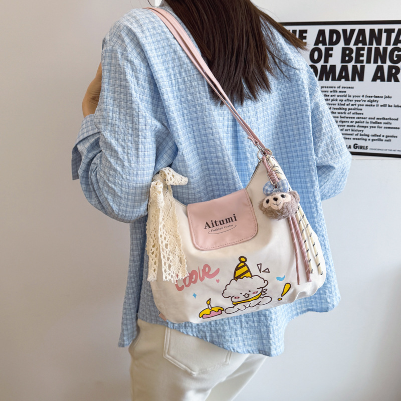Cross-border Women's Bag 2025 Summer New Style Cute and stylish backpack, niche fashion, simple and versatile for commuting, single-shoulder crossbody bag Specification drawing