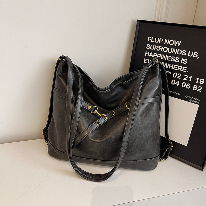 High-end retro large-capacity bag for women, 2024 new commuter backpack, fashionable and versatile single-shoulder tote bag Specification drawing