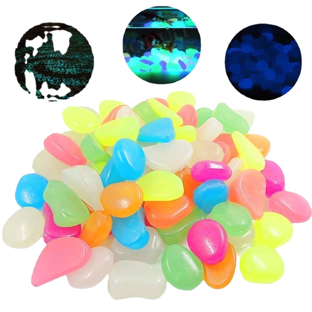 Wholesale of 100/PCS colored luminous pebbles, villa garden fish tank landscaping pebbles, artificial luminous stones Item Picture