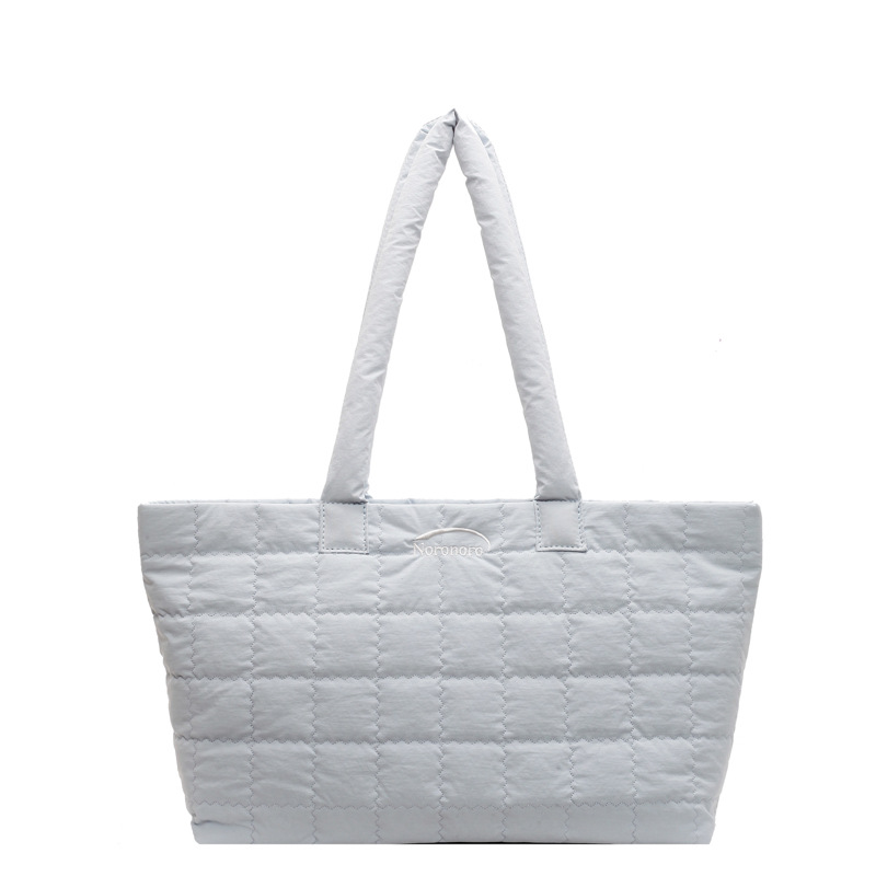 Women's large-capacity 2025 new cotton-padded jacket, high-end checkered single-shoulder bag, fashionable and high-end texture tote large bag Item Picture