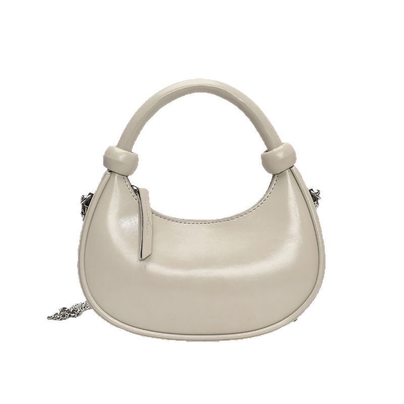 Cross-border shiny solid color handbag for women, 2025 new exquisite retro commuter crossbody bag, versatile chain single-shoulder bag Item Picture