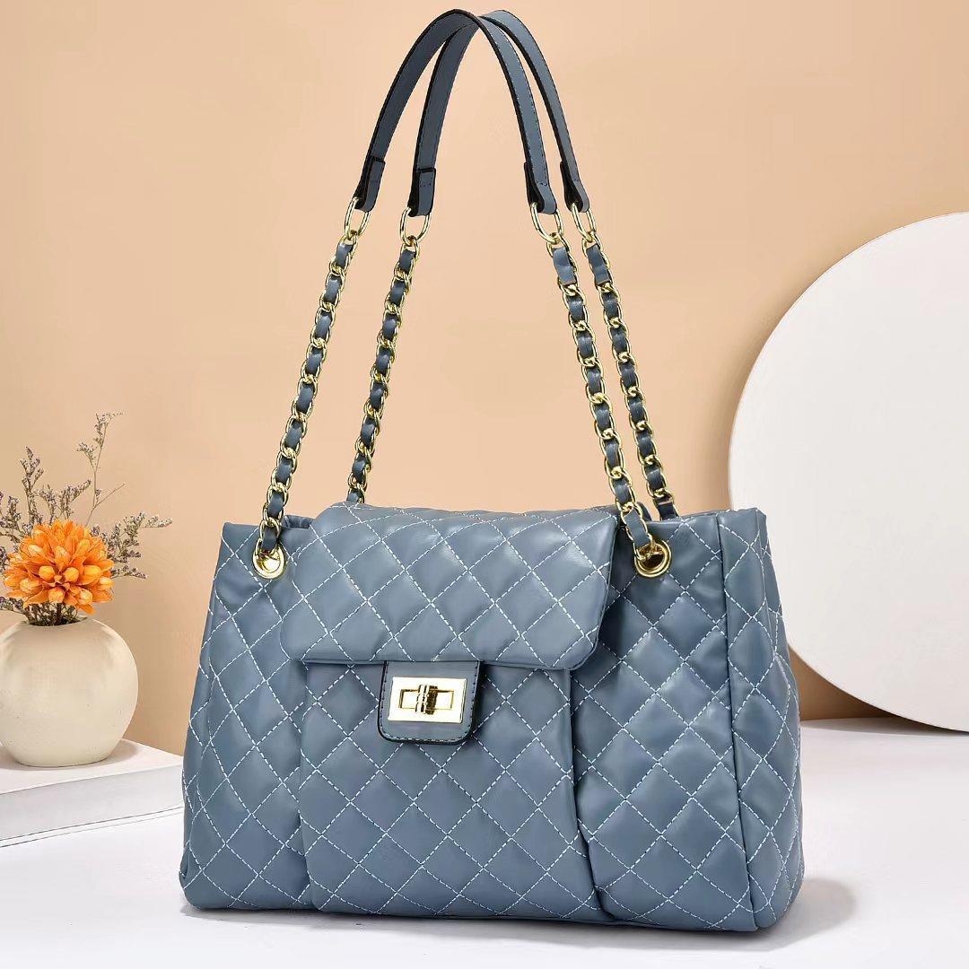 Xiaoxiang style high-quality women's bag, large bag 2025 new model, single-shoulder crossbody, solid color, simple embroidered thread, large capacity, cross-border details Picture