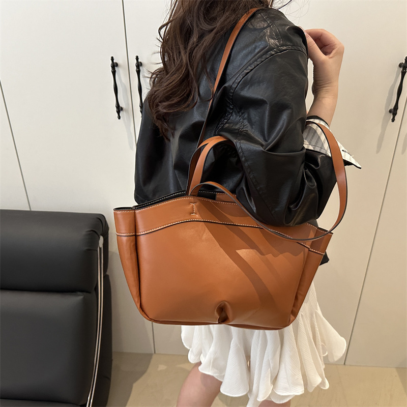 Cross-border retro fashion Tote bag for women, Spring 2025 new large-capacity commuting hand-held vegetable basket single-shoulder bag Specification drawing