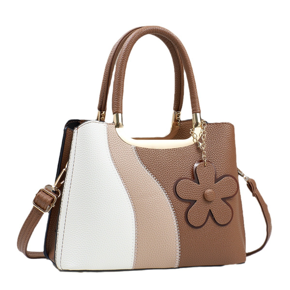 Wholesale of new 2024 European and American light luxury geometric color-blocking fashionable and trendy single-shoulder, crossbody and hand-carry mom bags Item Picture