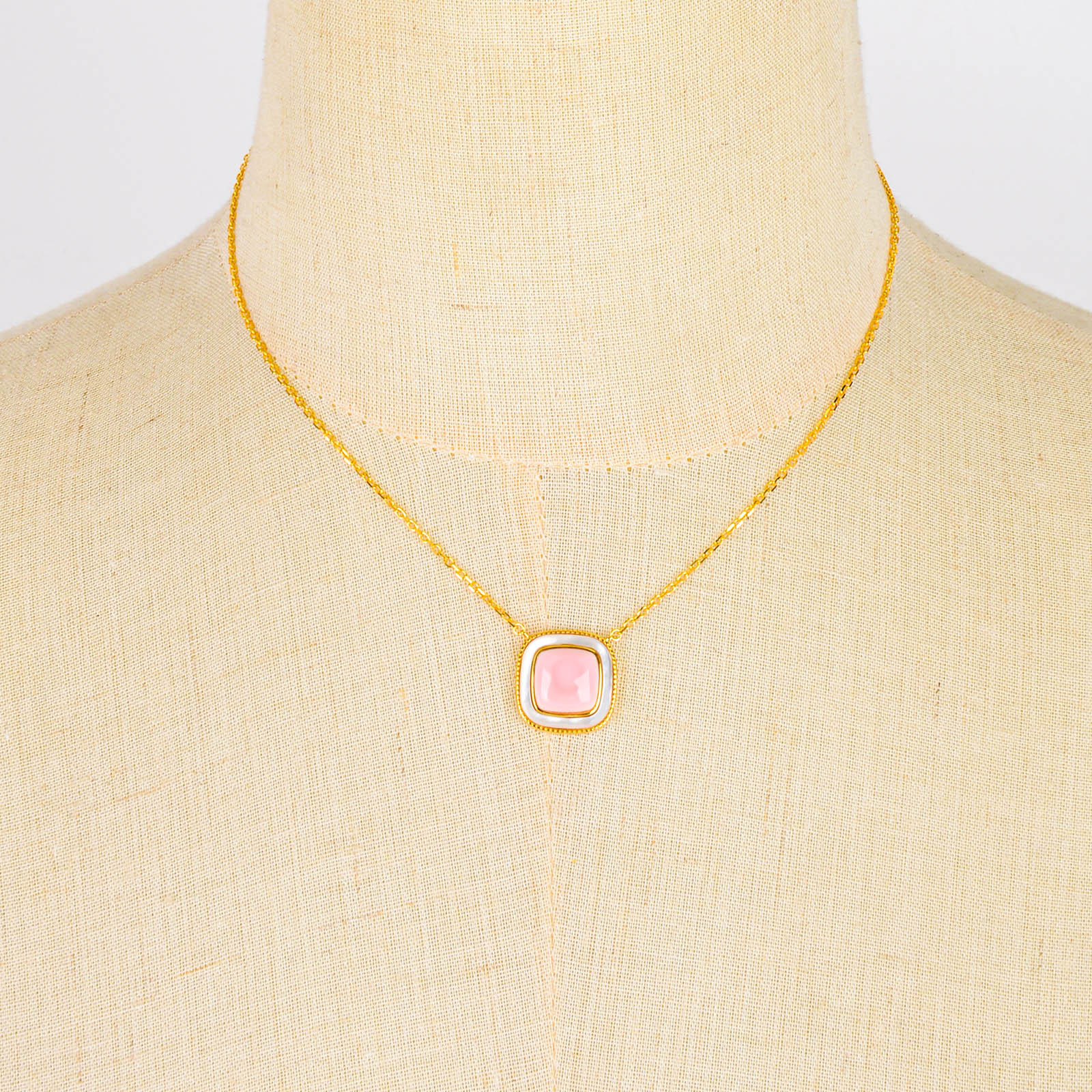 钛钢绿方糖不规则方牌轻奢项链时尚气质锁骨链简约百搭金属项饰