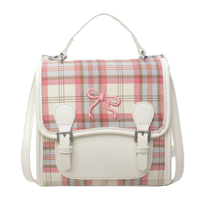 2024 New Korean-style cute girl checkered backpack, ins student small backpack, hand-held niche girl schoolbag Item Picture