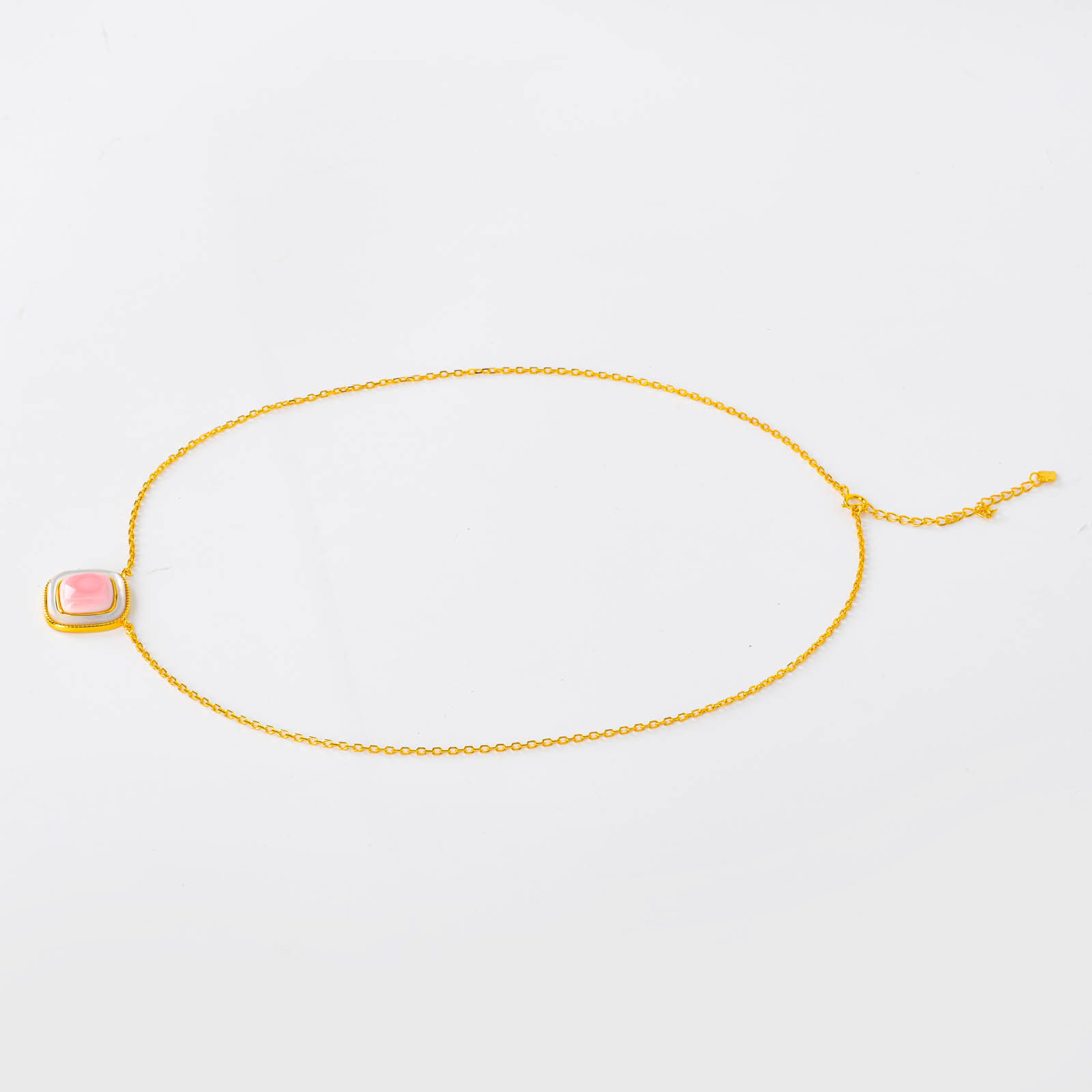 Titanium steel green square sugar irregular square plate light luxury necklace, fashionable and elegant collarbone chain, simple and versatile metal necklace for women details Picture