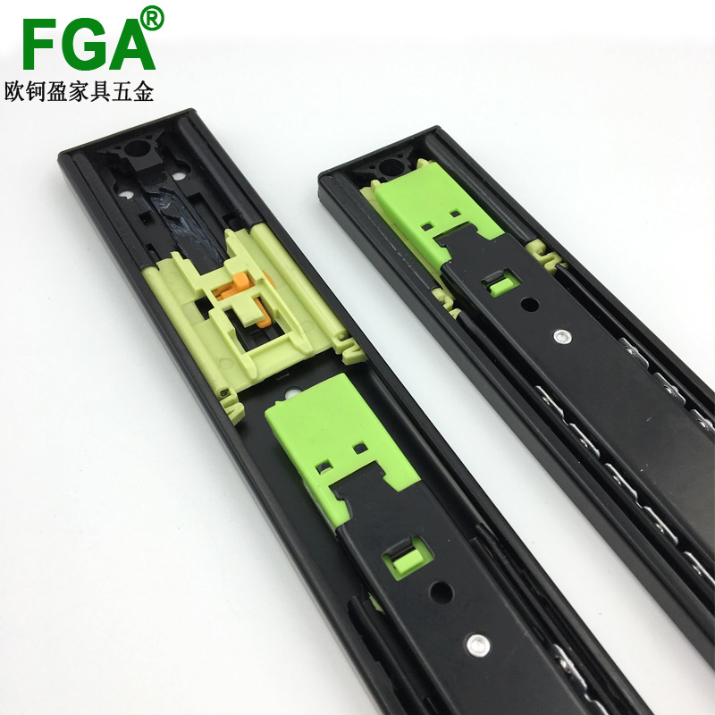 Thickened 45-wide three-section rebound slide rail without handle, push-open drawer guide rail, touch-type rebound steel ball track Application Scenario