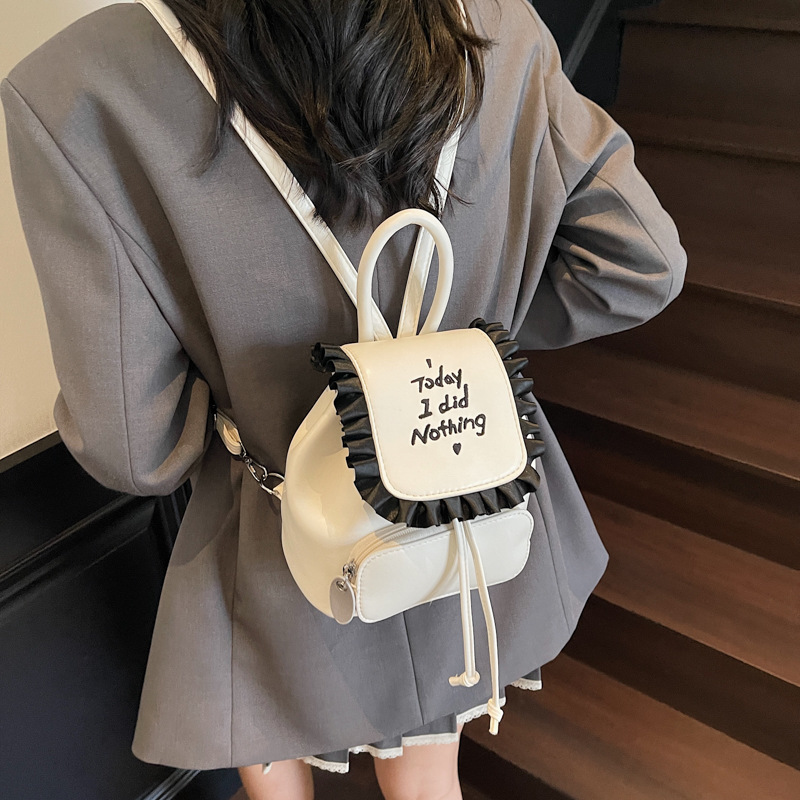 High-end lace, fashionable and stylish hand-held small backpack for women, 2025 new style, versatile, casual solid color for going out details Picture