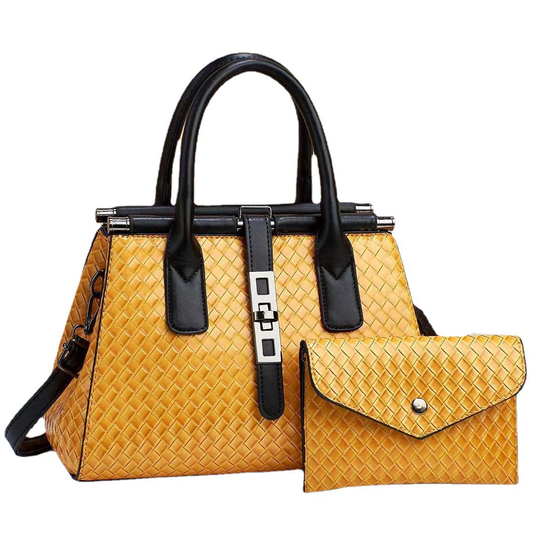 2023 New bright leather woven embossed genuine leather texture, large-capacity single-shoulder crossbody bag, quality women's bag for foreign trade Item Picture